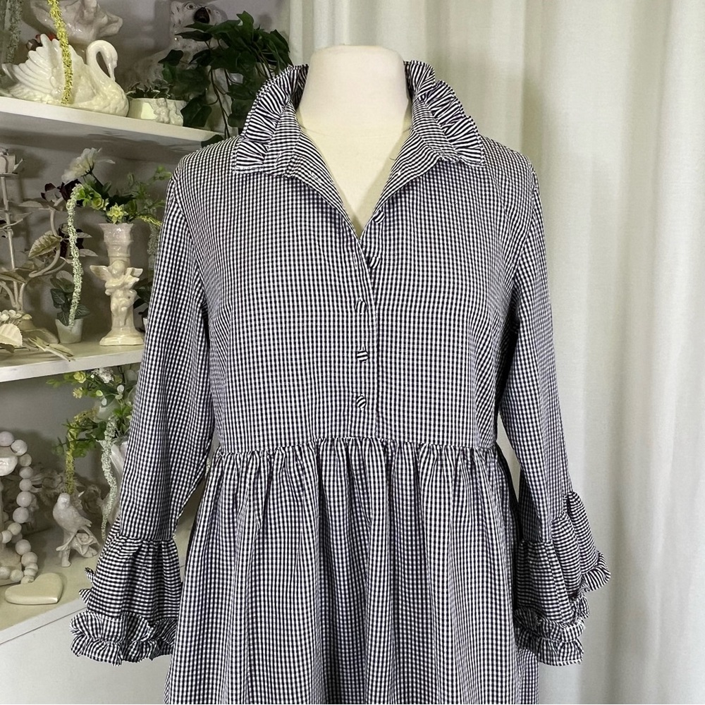 Madeleine Studio 18 Black and White Gingham Ruffle Dress
